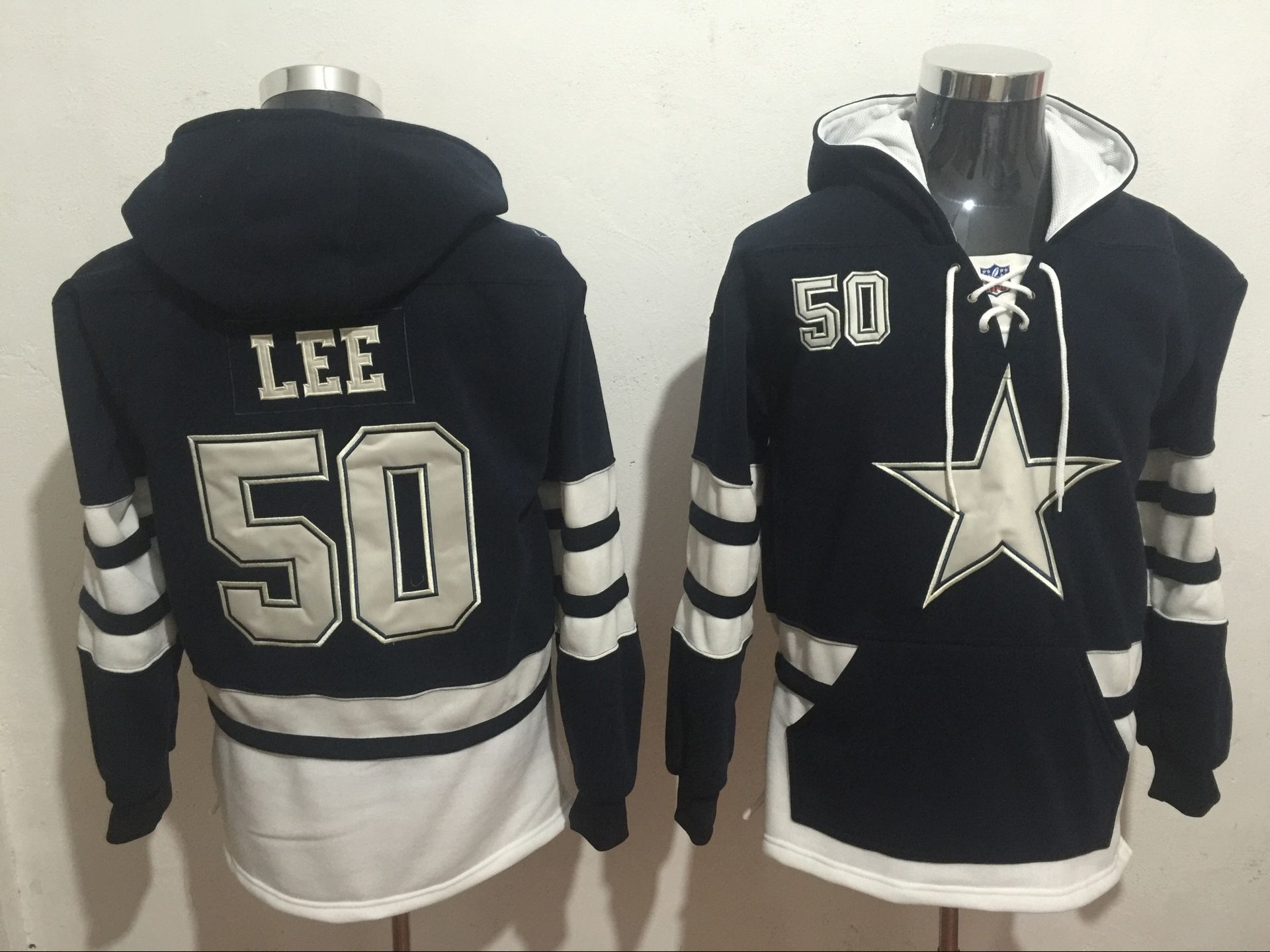 Men's Dallas Cowboys #50 Sean Lee Navy Blue All Stitched NFL Hoodie Sweatshirt